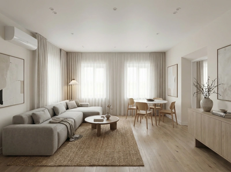 Дизайн интерьера в стиле Минимализм — Гостиная от нейросети RoomGPT