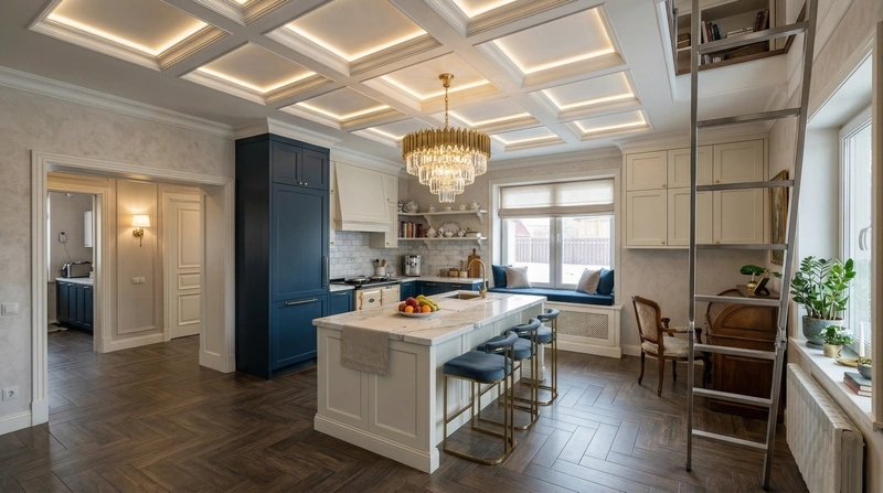 Дизайн кухни в стиле Классика — фото интерьера от нейросети RoomGPT