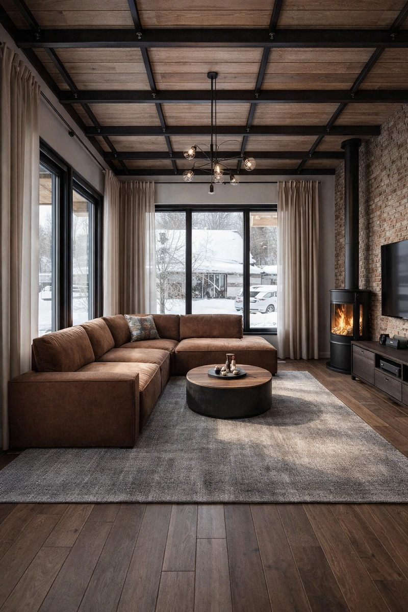 Дизайн гостиной в стиле Лофт — фото интерьера от нейросети RoomGPT