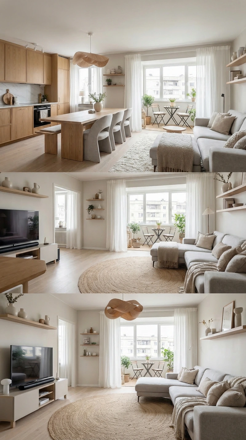 Дизайн интерьера в стиле Сканди — Гостиная от нейросети RoomGPT