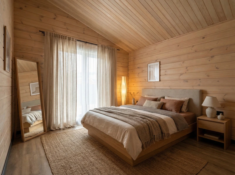 Дизайн спальни в стиле Japandi — фото интерьера от нейросети RoomGPT