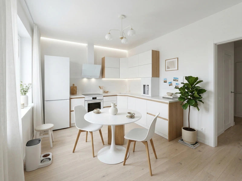 Дизайн кухни в стиле Сканди — фото интерьера от нейросети RoomGPT