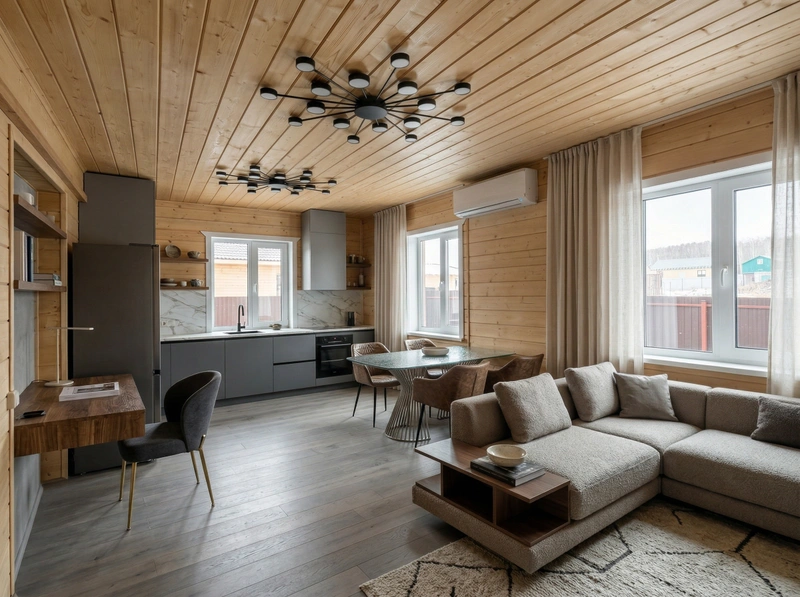 Дизайн гостиной в стиле Контемпорари — фото интерьера от нейросети RoomGPT