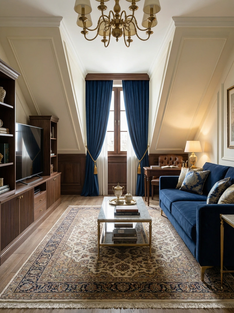 Дизайн интерьера в стиле Классика — Гостиная от нейросети RoomGPT