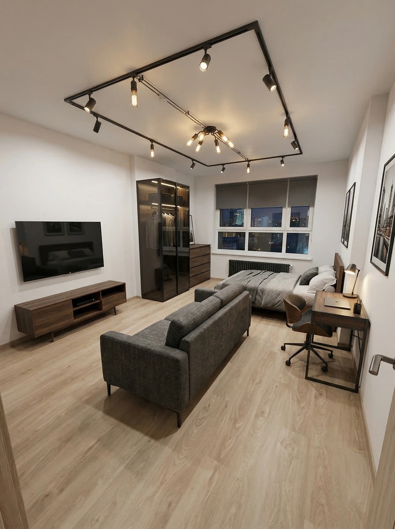 Дизайн гостиной в стиле Лофт — фото интерьера от нейросети RoomGPT