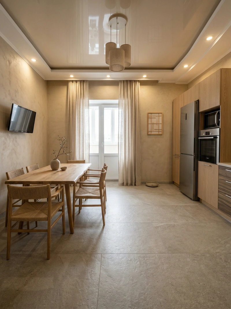 Дизайн кухни в стиле Japandi — фото интерьера от нейросети RoomGPT