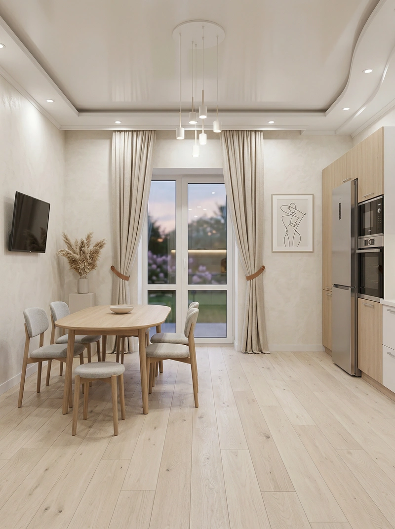 Дизайн интерьера в стиле Сканди — Кухня от нейросети RoomGPT