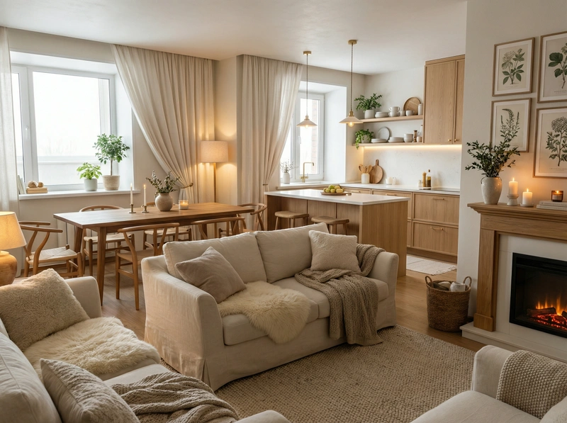 Дизайн интерьера в стиле Хюгге — Гостиная от нейросети RoomGPT