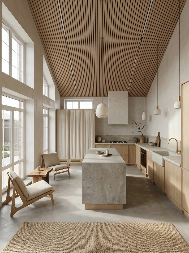 Дизайн кухни в стиле Japandi — фото интерьера от нейросети RoomGPT