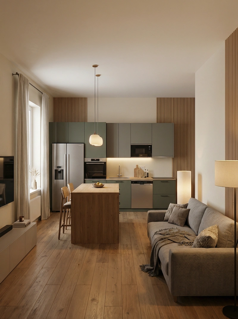 Дизайн интерьера в стиле Хюгге — Кухня от нейросети RoomGPT