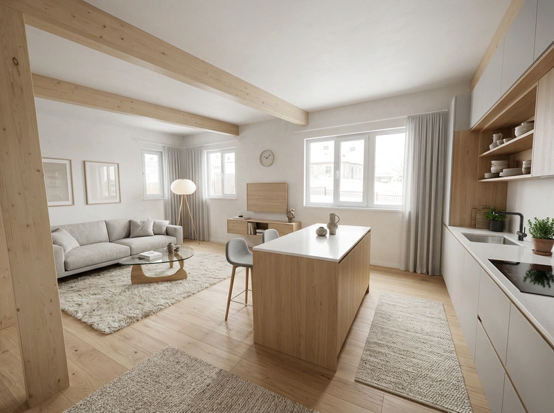 Дизайн интерьера в стиле Сканди — Гостиная от нейросети RoomGPT