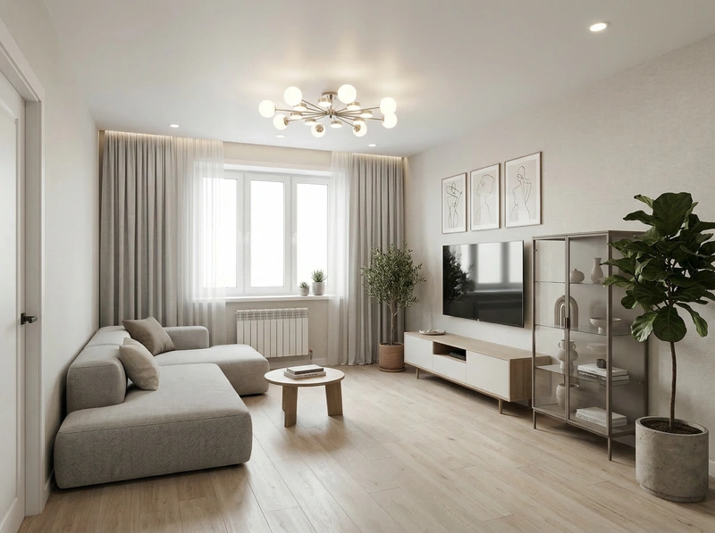 Дизайн интерьера в стиле Минимализм — Гостиная от нейросети RoomGPT