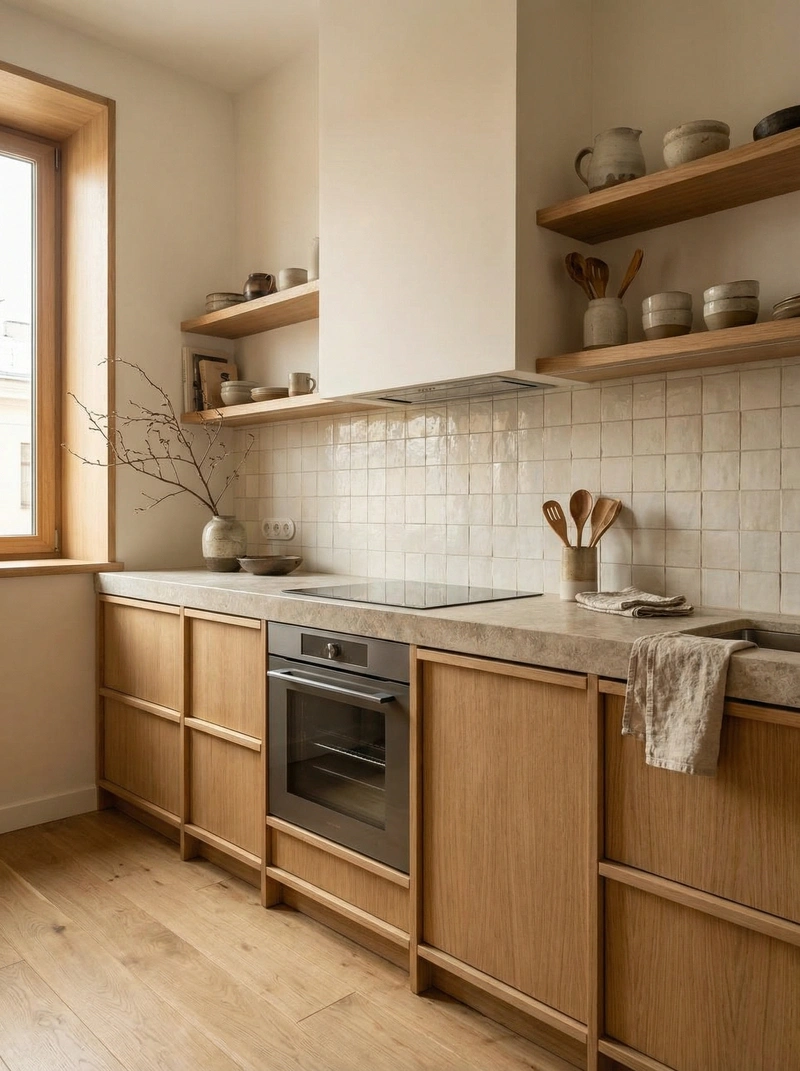 Дизайн кухни в стиле Japandi — фото интерьера от нейросети RoomGPT