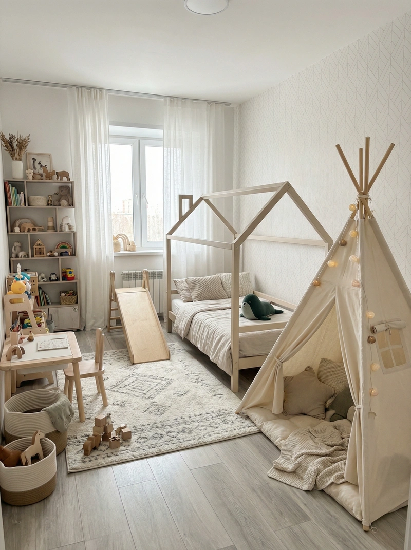 Дизайн интерьера в стиле Хюгге — Детская от нейросети RoomGPT