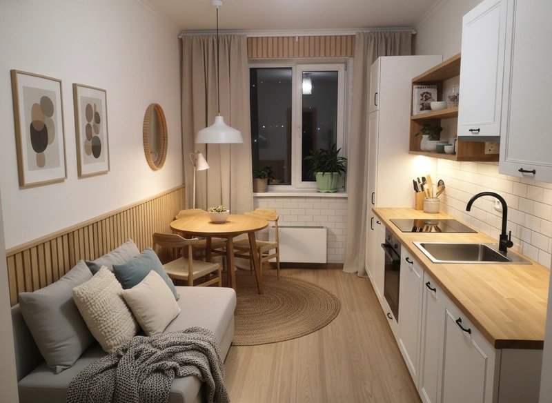 Дизайн интерьера в стиле Хюгге — Кухня от нейросети RoomGPT