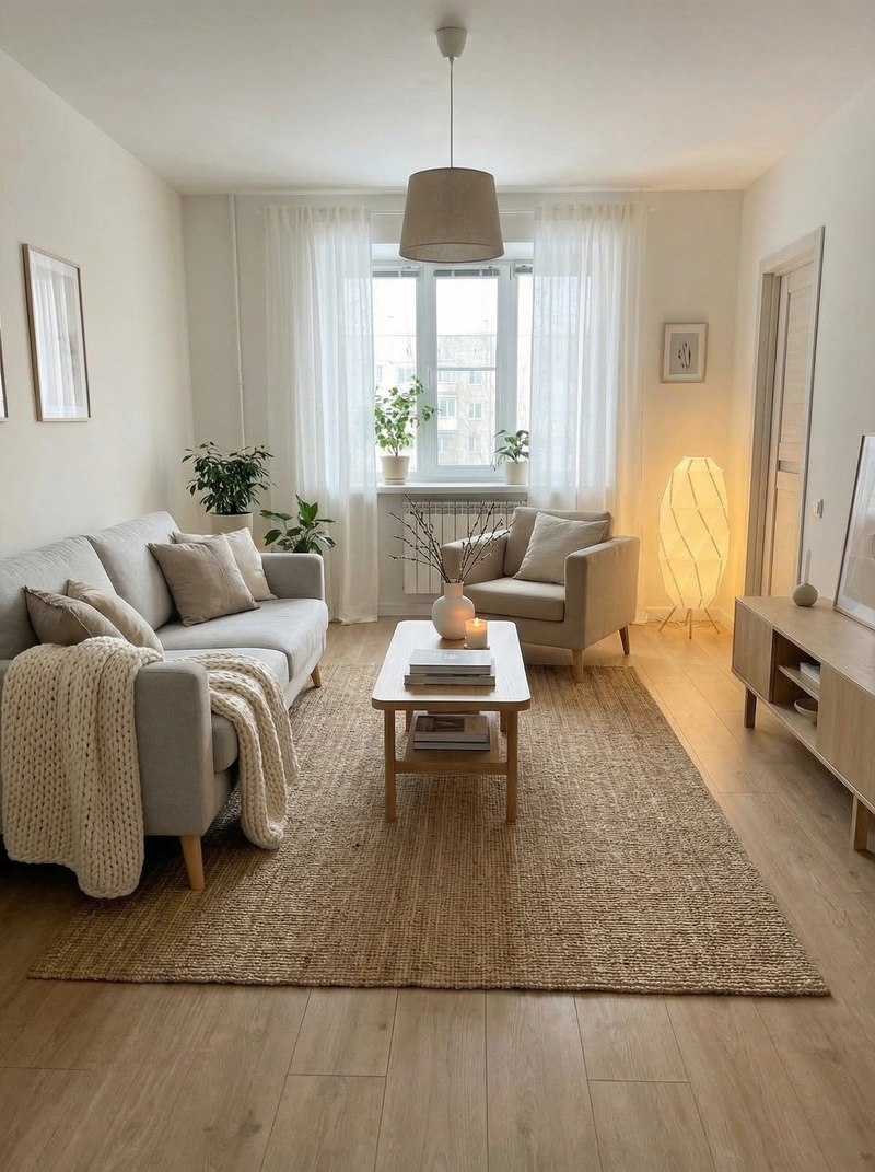 Дизайн интерьера в стиле Хюгге — Гостиная от нейросети RoomGPT