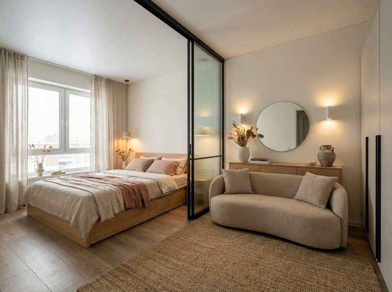 Дизайн спальни в стиле Japandi — фото интерьера от нейросети RoomGPT