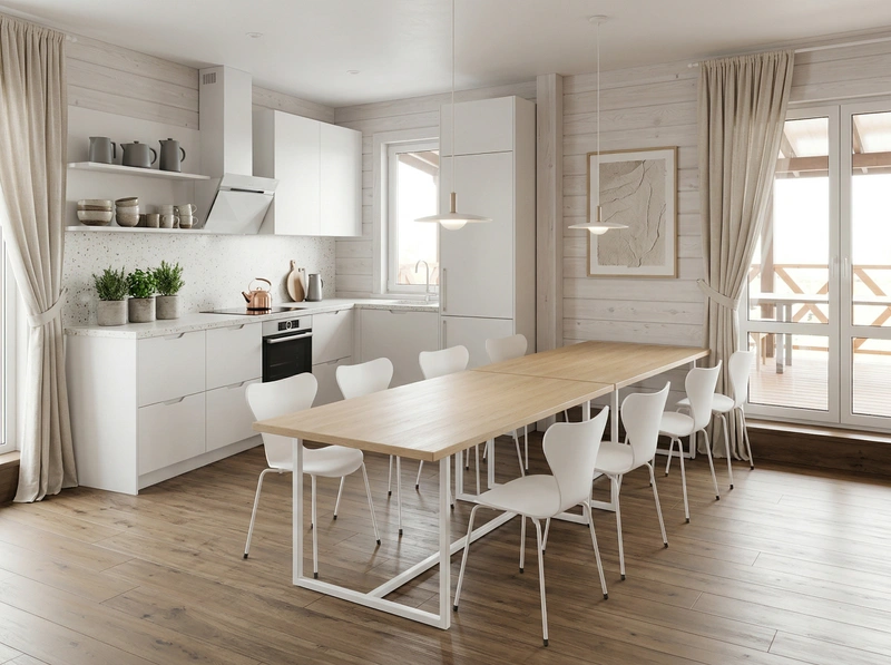 Дизайн кухни в стиле Сканди — фото интерьера от нейросети RoomGPT