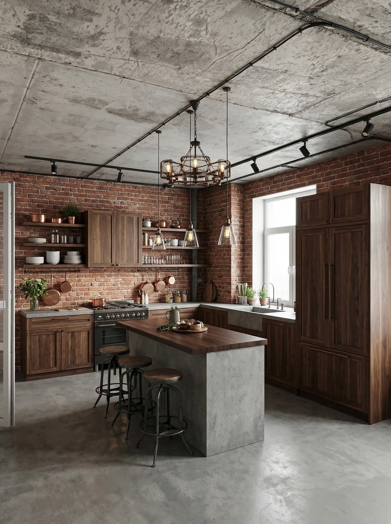 Дизайн кухни в стиле Лофт — фото интерьера от нейросети RoomGPT