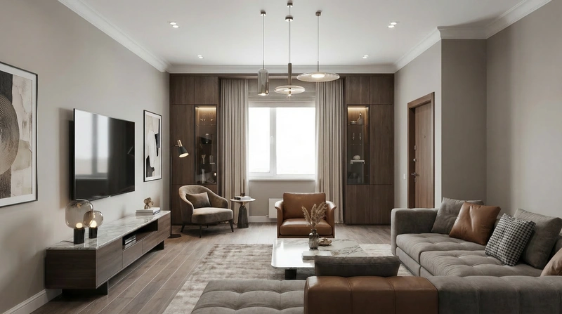 Дизайн гостиной в стиле Контемпорари — фото интерьера от нейросети RoomGPT