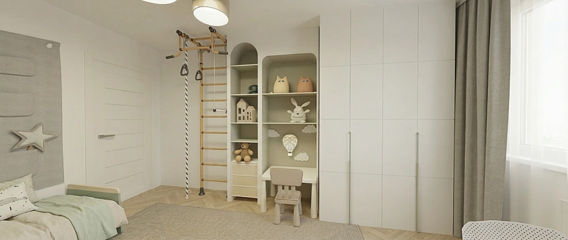 Дизайн детской в стиле Контемпорари — фото интерьера от нейросети RoomGPT