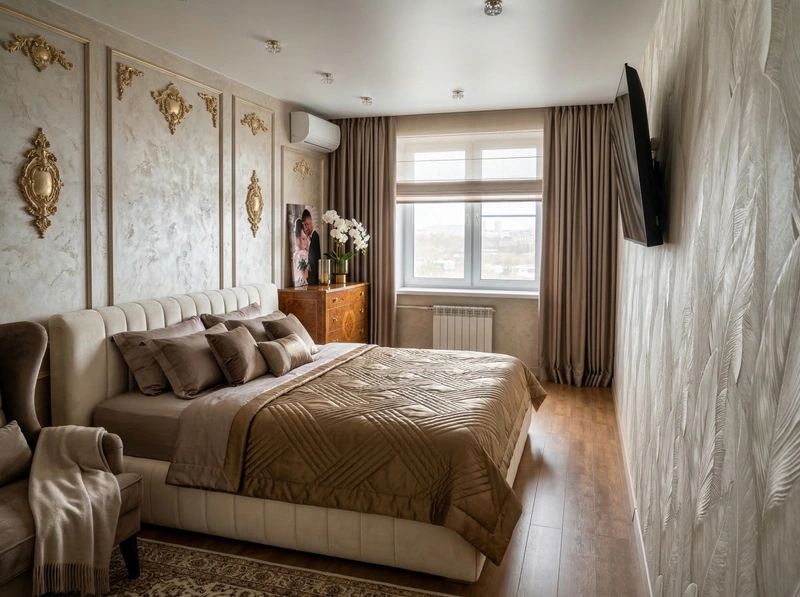 Дизайн спальни в стиле Классика — фото интерьера от нейросети RoomGPT