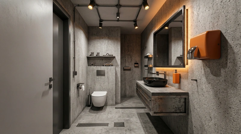 Дизайн ванной в стиле Лофт — фото интерьера от нейросети RoomGPT