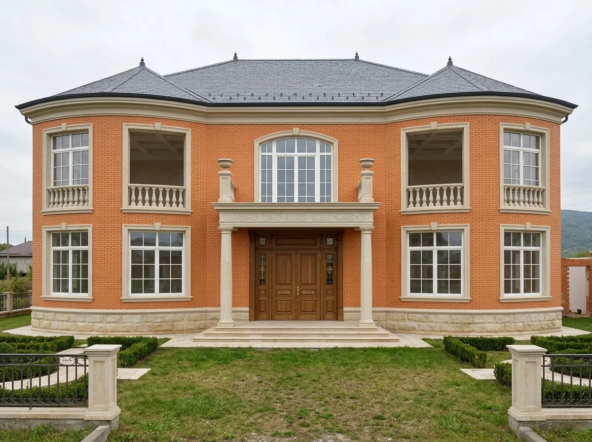 Дизайн фасада в стиле Классика — фото фасада от нейросети RoomGPT