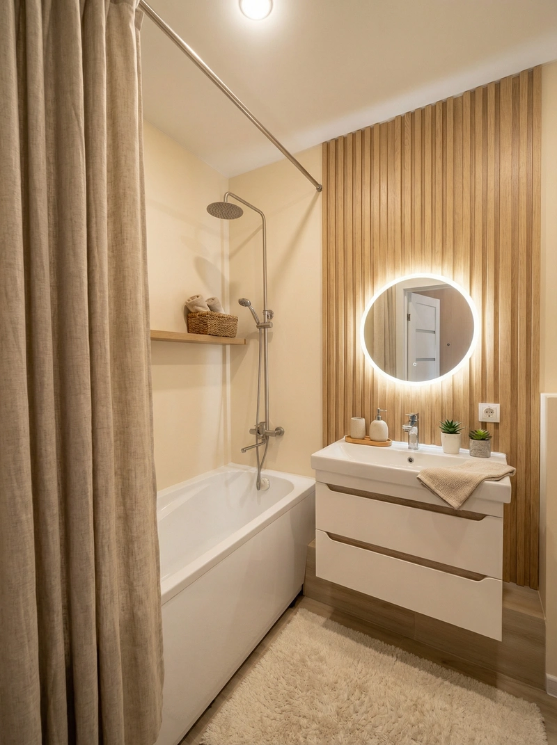 Дизайн интерьера в стиле Хюгге — Ванная от нейросети RoomGPT