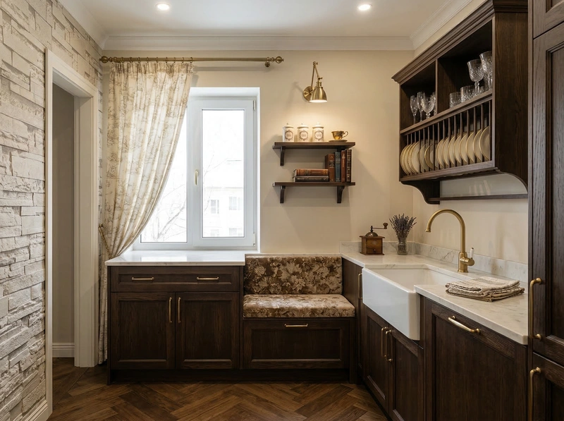 Дизайн кухни в стиле Классика — фото интерьера от нейросети RoomGPT