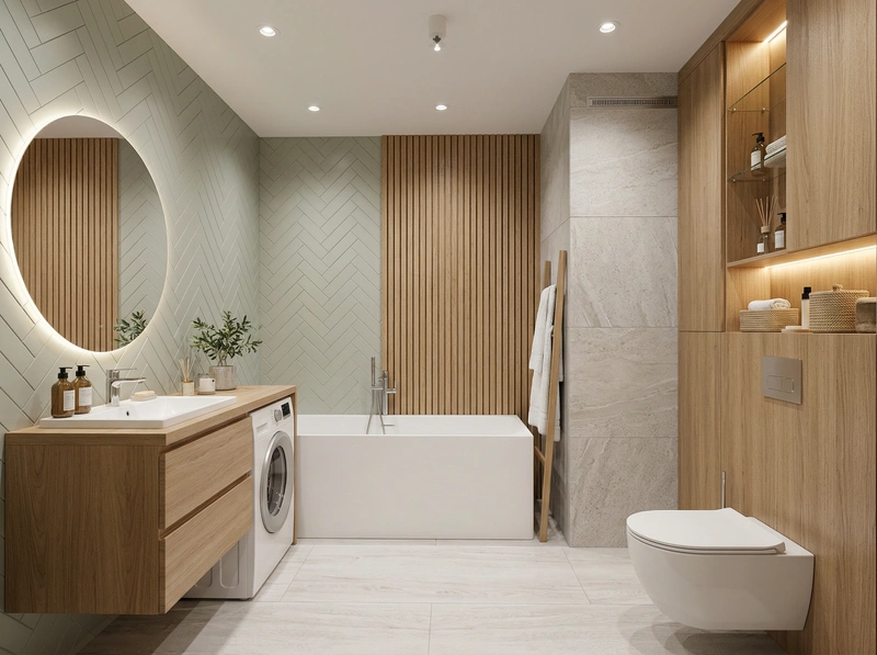 Дизайн интерьера в стиле Сканди — Ванная от нейросети RoomGPT