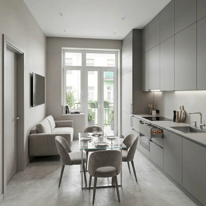 Дизайн кухни в стиле Минимализм — фото интерьера от нейросети RoomGPT