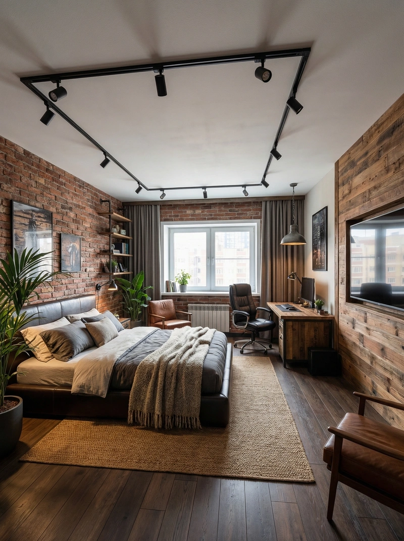 Дизайн интерьера в стиле Лофт — Спальня от нейросети RoomGPT