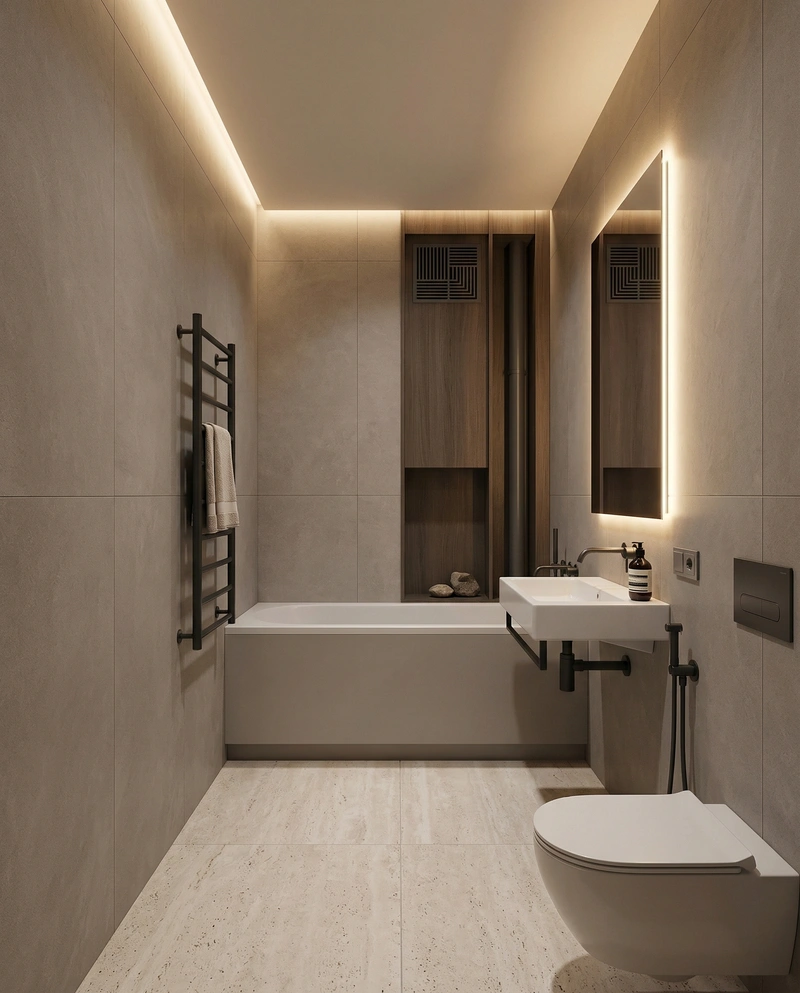 Дизайн ванной в стиле Минимализм — фото интерьера от нейросети RoomGPT