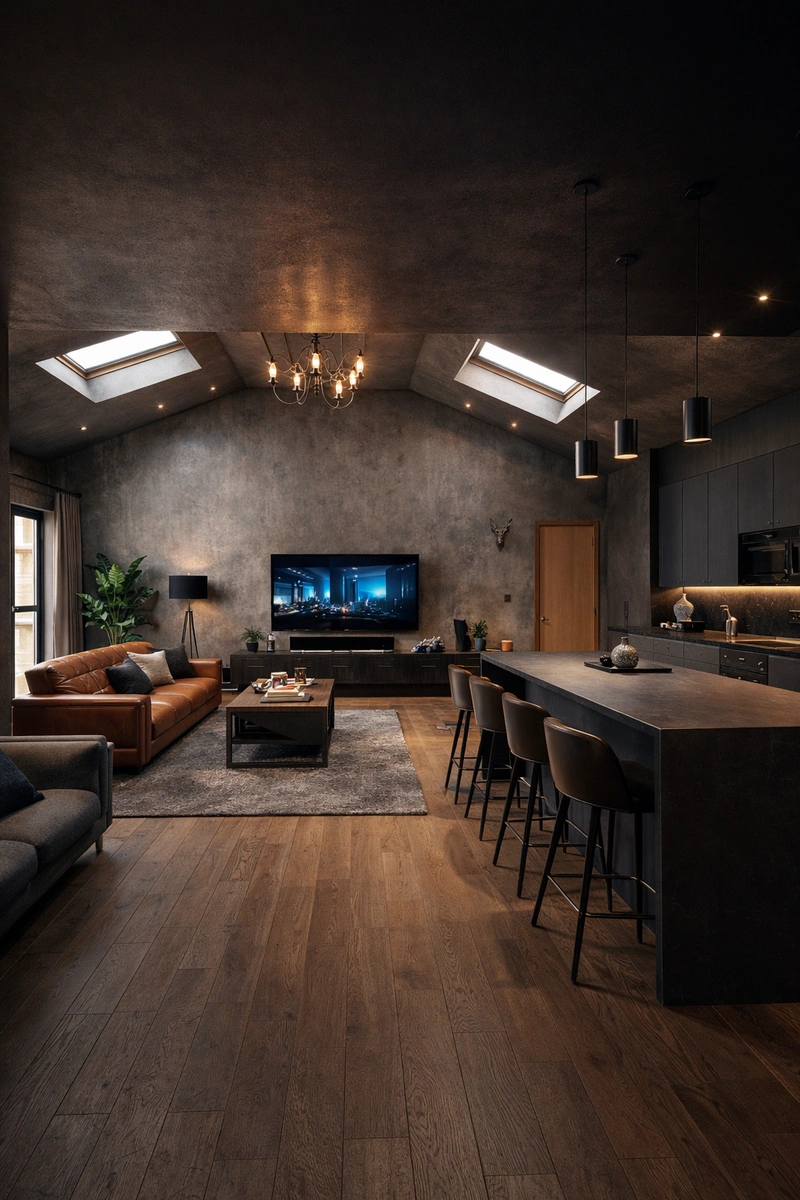 Дизайн интерьера в стиле Лофт — Гостиная от нейросети RoomGPT