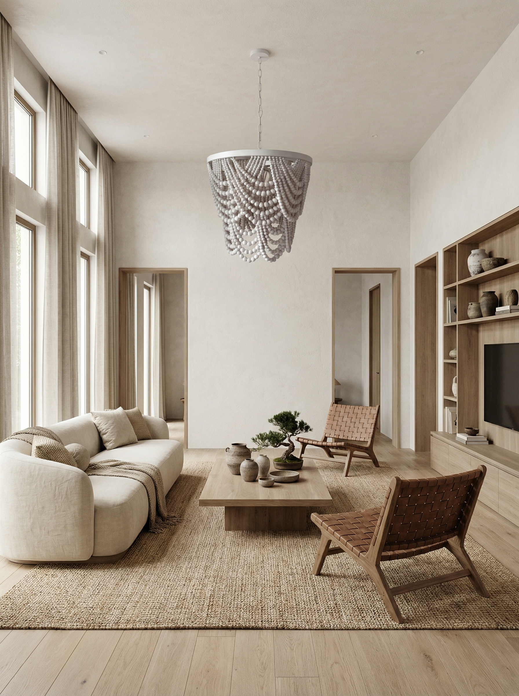 Дизайн гостиной в стиле Japandi — фото интерьера от нейросети RoomGPT