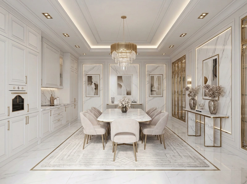 Дизайн интерьера в стиле Неоклассика — Кухня от нейросети RoomGPT