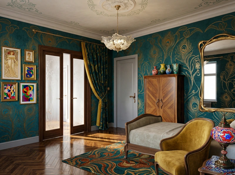 Дизайн гостиной в стиле Эклектика — фото интерьера от нейросети RoomGPT