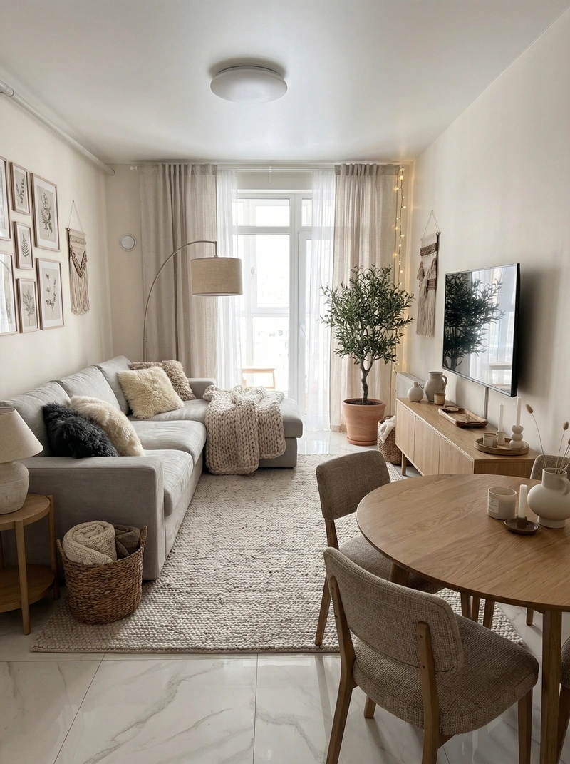 Дизайн интерьера в стиле Хюгге — Гостиная от нейросети RoomGPT