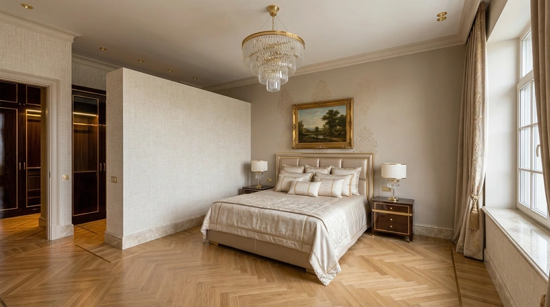 Дизайн спальни в стиле Классика — фото интерьера от нейросети RoomGPT