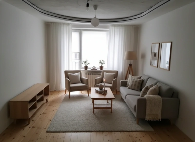 Дизайн интерьера в стиле Хюгге — Гостиная от нейросети RoomGPT