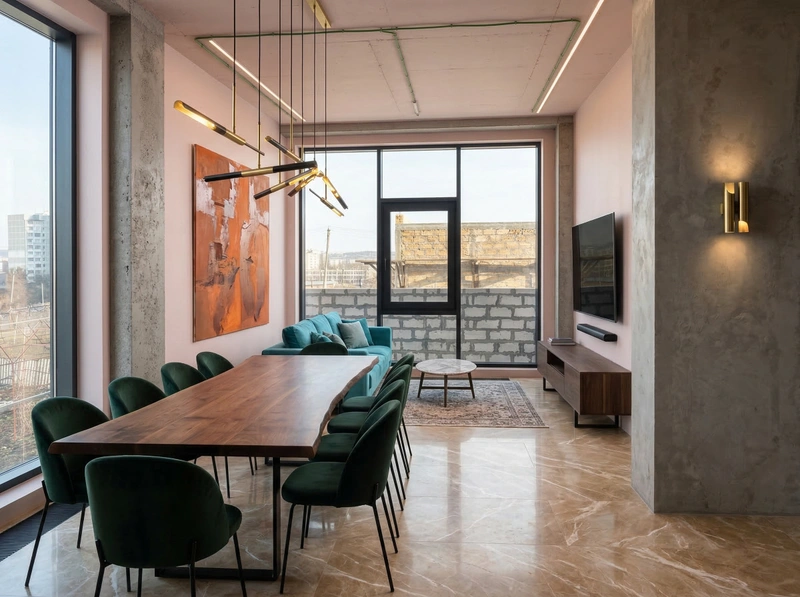 Дизайн гостиной в стиле Лофт — фото интерьера от нейросети RoomGPT