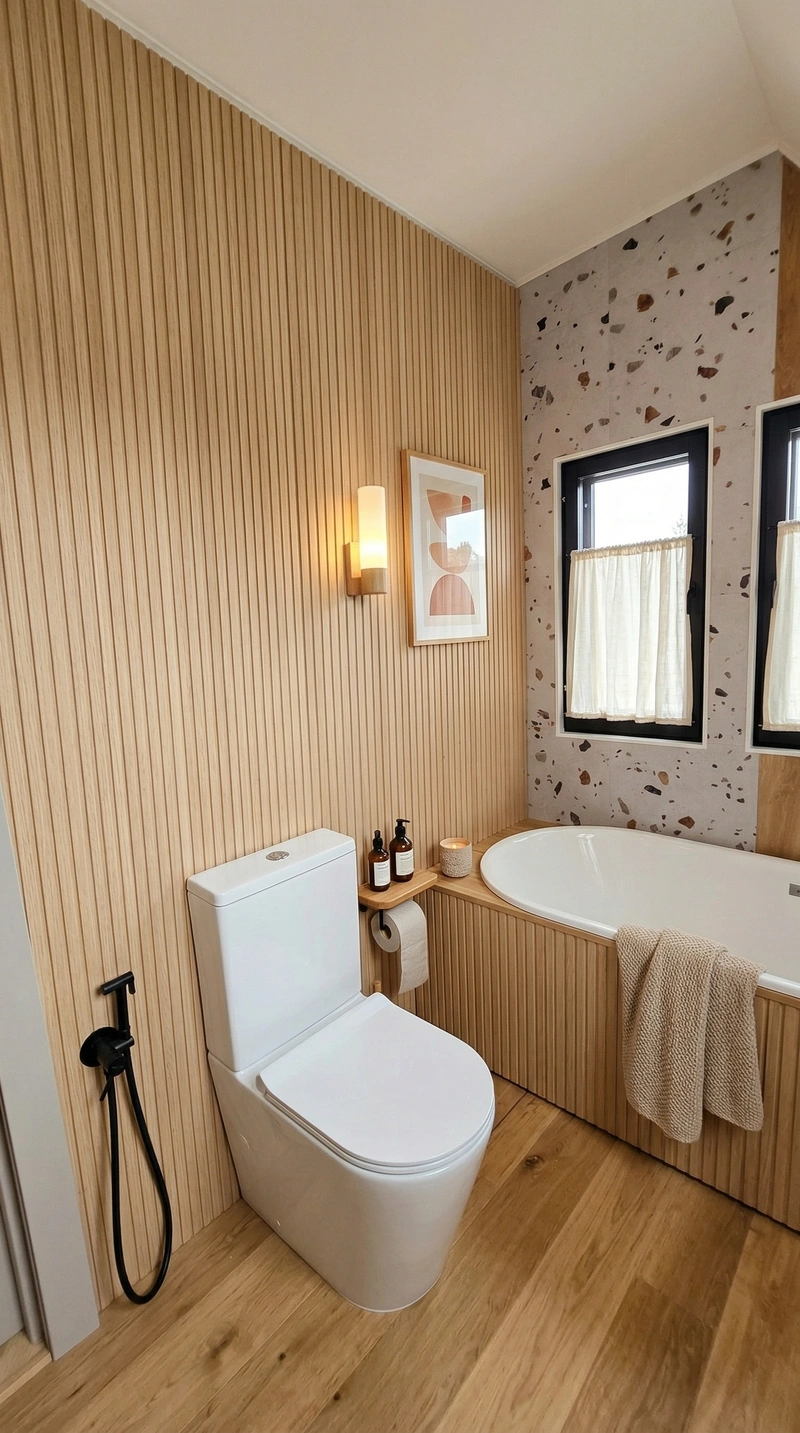 Дизайн ванной в стиле Хюгге — фото интерьера от нейросети RoomGPT