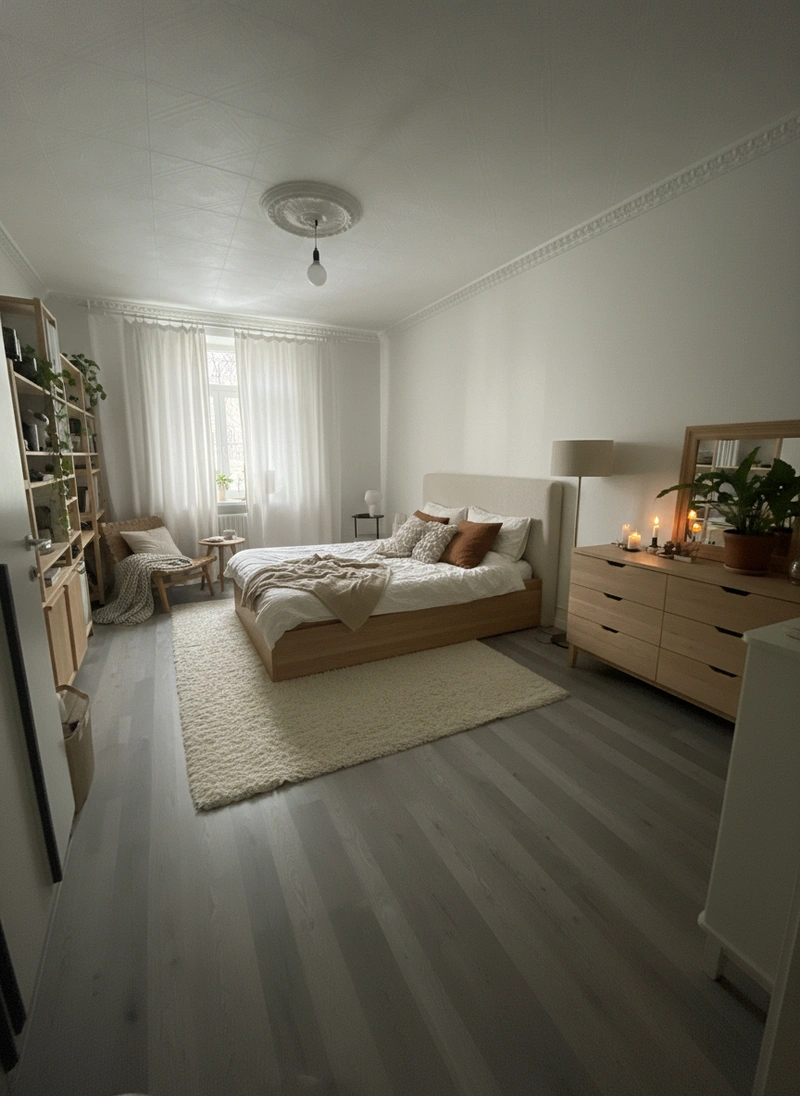 Дизайн интерьера в стиле Хюгге — Спальня от нейросети RoomGPT