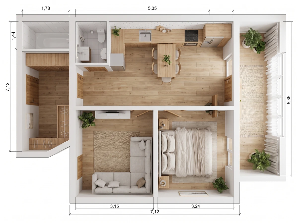 Дизайн гостиной в стиле Сканди — фото интерьера от нейросети RoomGPT