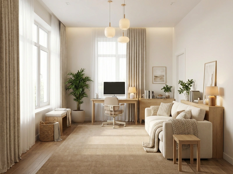 Дизайн интерьера в стиле Хюгге — Кабинет от нейросети RoomGPT