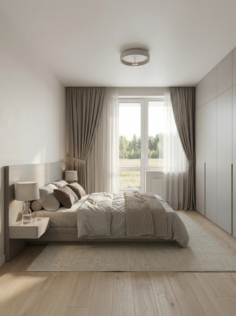 Дизайн спальни в стиле Минимализм — фото интерьера от нейросети RoomGPT