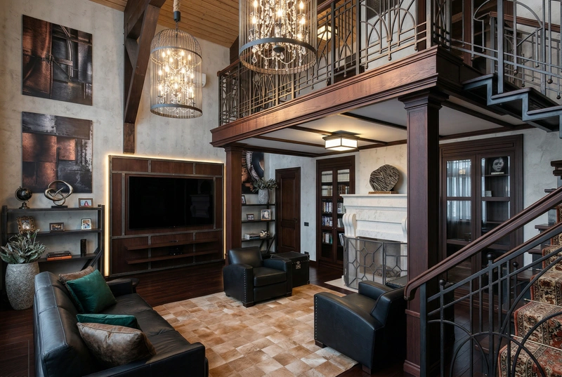 Дизайн гостиной в стиле Лофт — фото интерьера от нейросети RoomGPT