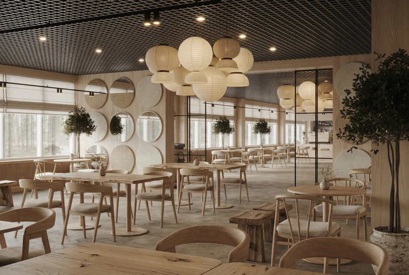 Дизайн гостиной в стиле Japandi — фото интерьера от нейросети RoomGPT