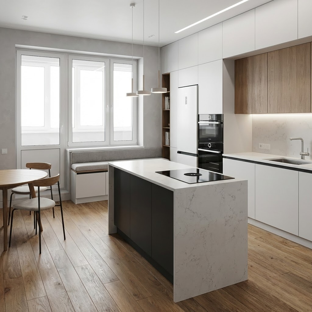 Дизайн кухни в стиле Минимализм — фото интерьера от нейросети RoomGPT